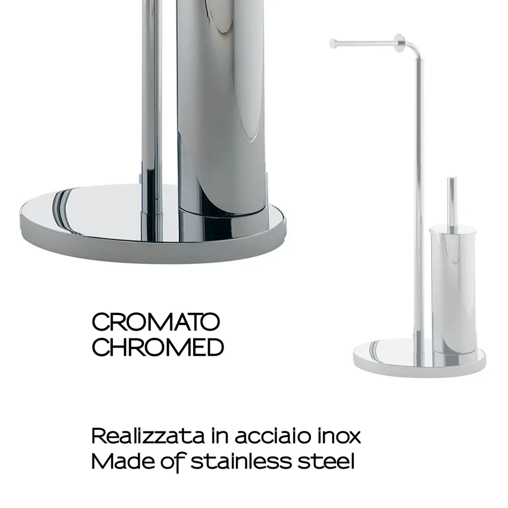 Banqueta de Baño Piantana portarotolo e scopino wc Acciaio Inox modello Winny di Gedy - Cromato