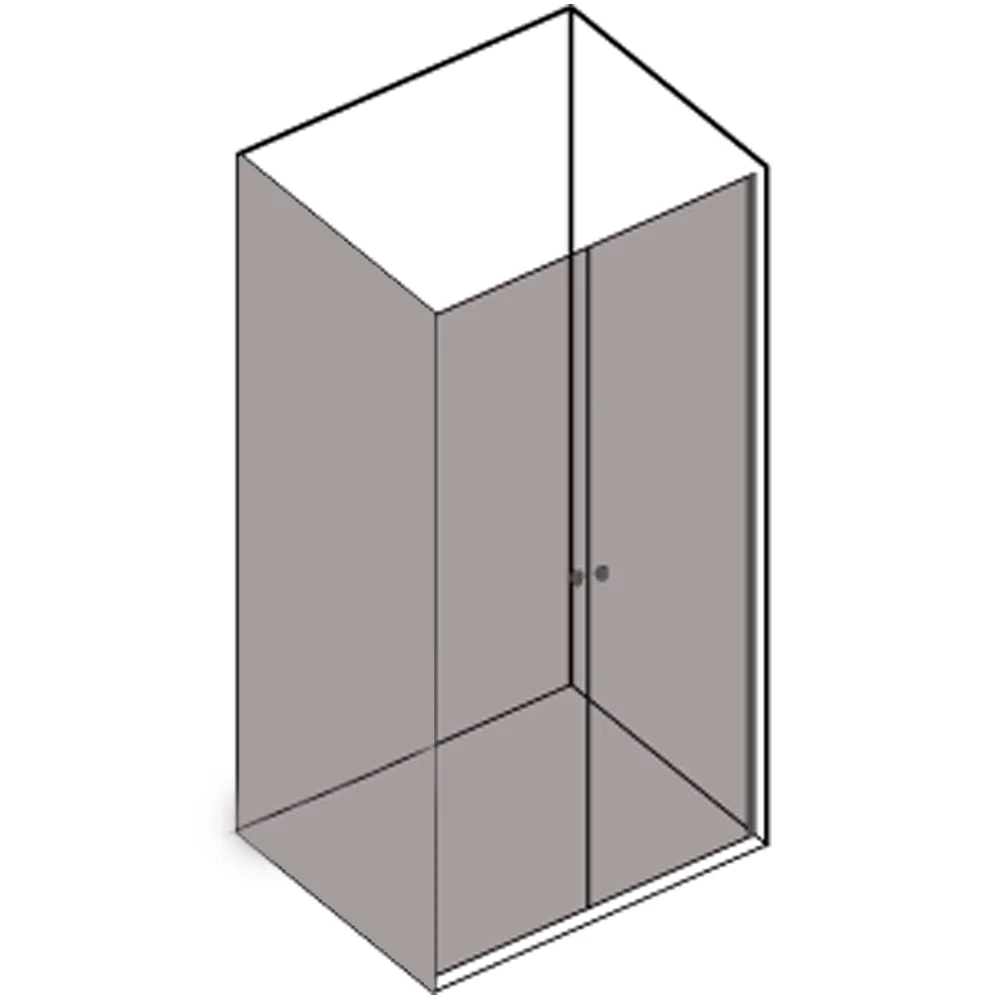 Box Doccia Angolare 70x70 con porta apertura saloon e parete fissa cristallo trasparente 6 mm