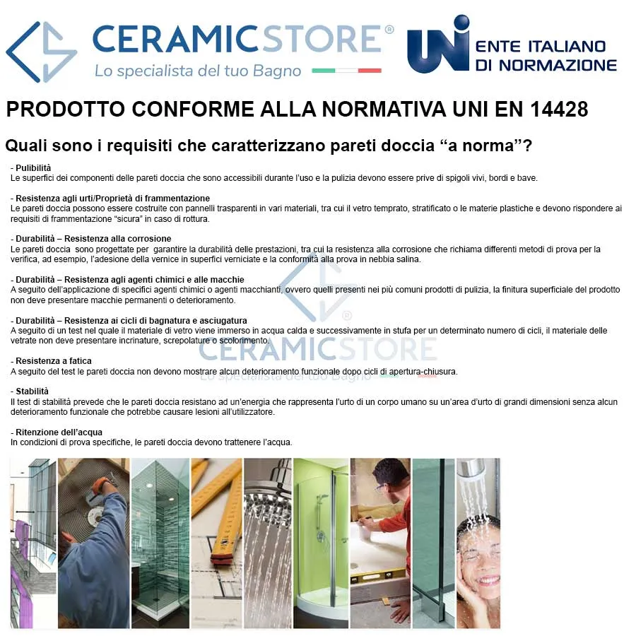 Box Doccia ad angolo 70x150 con lato fisso e porta scorrevole cristallo 6 mm e profilo nero Versione Sinistra