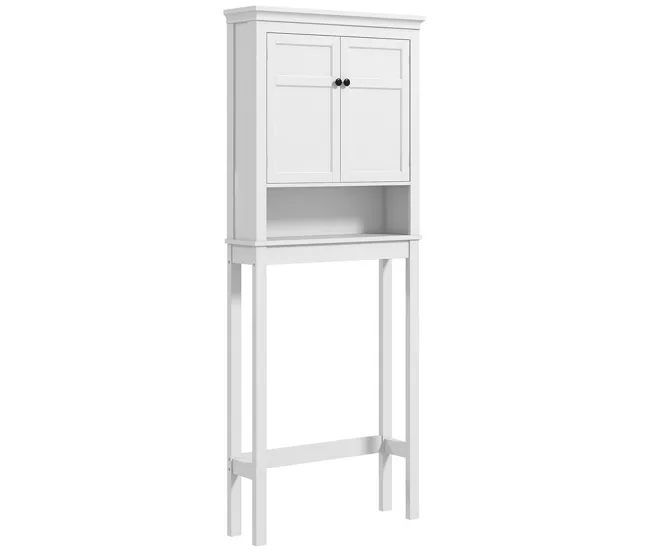Cesto de Ropa HOMCOM Mueble sobre Inodoro Armario para Lavadora con 2 Puertas Compartimento y Estante Ajustable Mueble par...