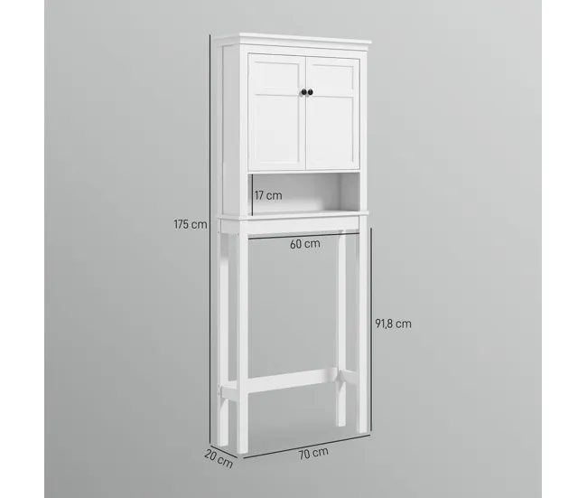 Cesto de Ropa HOMCOM Mueble sobre Inodoro Armario para Lavadora con 2 Puertas Compartimento y Estante Ajustable Mueble par...
