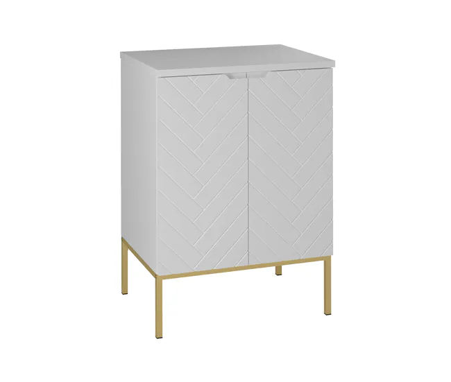 Cesto de Ropa Mueble bajo lavabo 60cm encimera 2 puertas sobre patas Daria Blanco