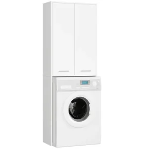 Columna de baño AKORD FIN para empotrar la lavadora Blanco 64 cm 2 puertas color Blanco mate 4 estantes 64x30x180 cm