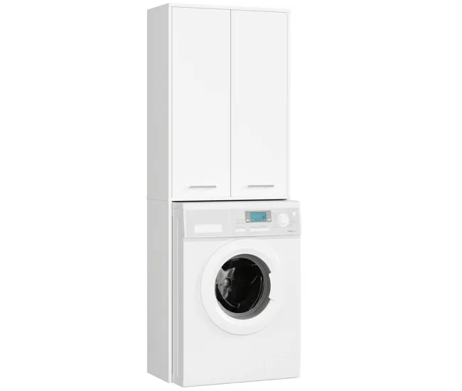 Columna de baño AKORD FIN para empotrar la lavadora Blanco 64 cm 2 puertas color Blanco mate 4 estantes 64x30x180 cm