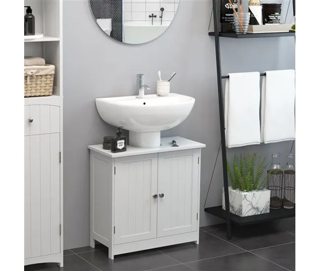 Diseño Moderno con Espejo HOMCOM Mueble para Debajo del Lavabo o Fregadero Armario de Baño de Madera Armario de Almacenaje...