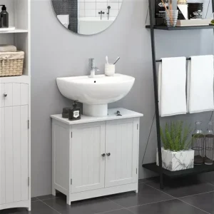 Diseño Moderno con Espejo HOMCOM Mueble para Debajo del Lavabo o Fregadero Armario de Baño de Madera Armario de Almacenaje...