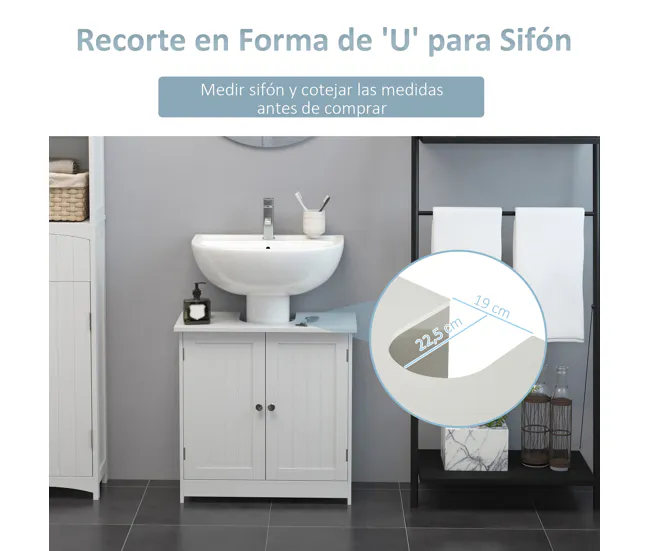 Diseño Moderno con Espejo HOMCOM Mueble para Debajo del Lavabo o Fregadero Armario de Baño de Madera Armario de Almacenaje...