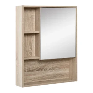 Diseño Moderno con Espejo kleankin Armario con Espejo Armario de Baño Montado en Pared con Estante Ajustable en Altura Esp...