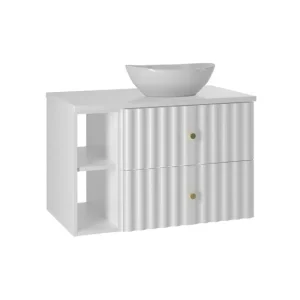 Diseño Moderno con Espejo Mueble lavabo individual 80cm 2 compartimientos Izae Blanco