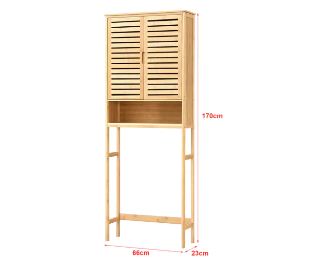 Estante de Ducha Mueble de baño sobre el inodoro Geta bambú 170 x 66 x 23 cm sin aditivos