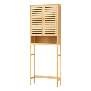 Estante de Ducha Mueble de baño sobre el inodoro Geta bambú 170 x 66 x 23 cm sin aditivos