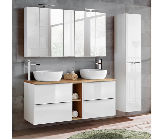 Gabinete de Baño Mueble bajo lavabo 140 cm 2 nichos April Madera