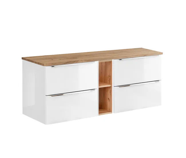 Gabinete de Baño Mueble bajo lavabo 140 cm 2 nichos April Madera