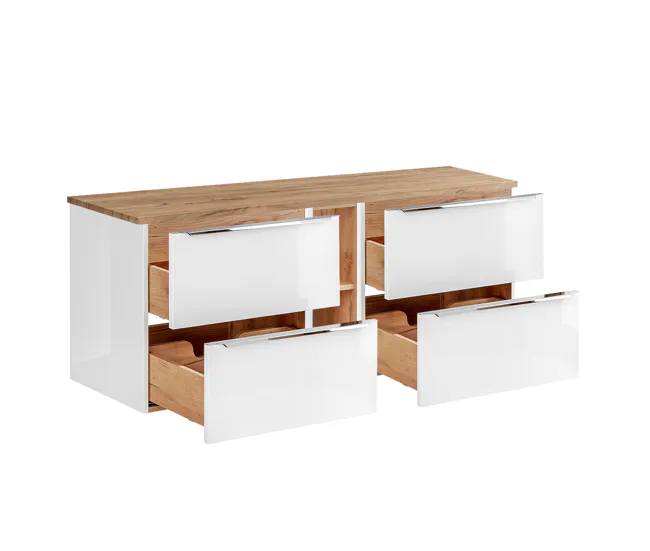 Gabinete de Baño Mueble bajo lavabo 140 cm 2 nichos April Madera