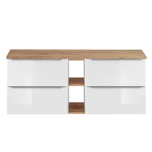 Gabinete de Baño Mueble bajo lavabo 140 cm 2 nichos April Madera