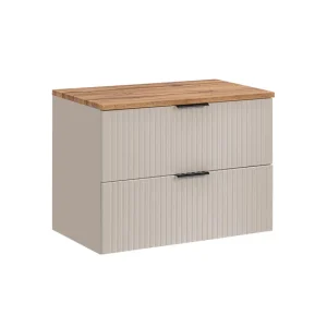Gabinete de Baño Mueble bajo lavabo 80cm encimera Adriel Negro y Madera