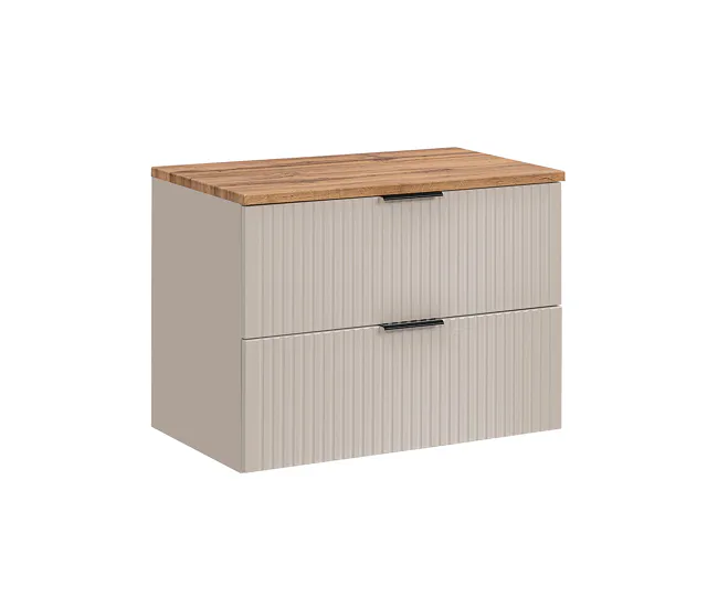 Gabinete de Baño Mueble bajo lavabo 80cm encimera Adriel Negro y Madera