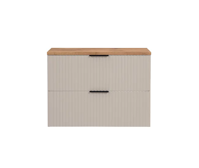 Gabinete de Baño Mueble bajo lavabo 80cm encimera Adriel Negro y Madera
