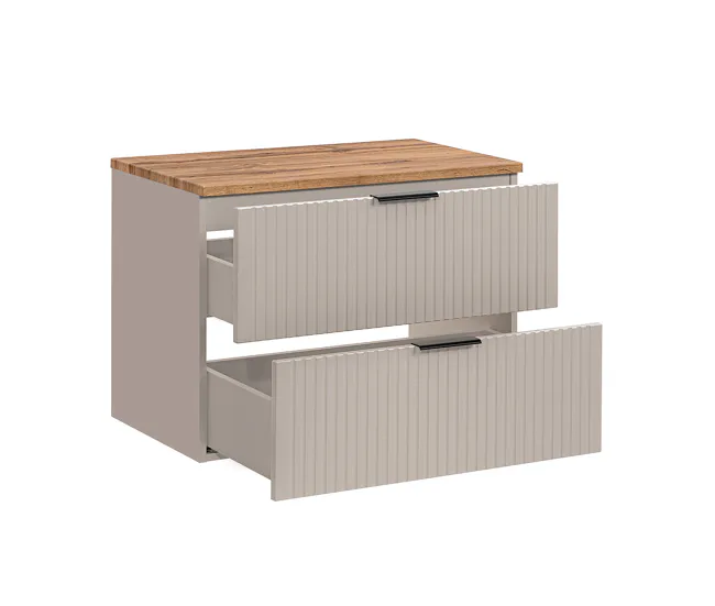 Gabinete de Baño Mueble bajo lavabo 80cm encimera Adriel Negro y Madera