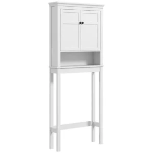 HOMCOM Mueble sobre Inodoro Armario para Lavadora con 2 Puertas Compartimento y Estante Ajustable Mueble para Baño 70x20x1...