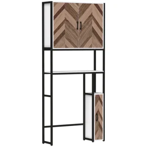 HOMCOM Mueble sobre Inodoro Armario sobre Inodoro con 3 Puertas 2 Estantes Ajustables y Compartimento Abierto Mueble de Ba...