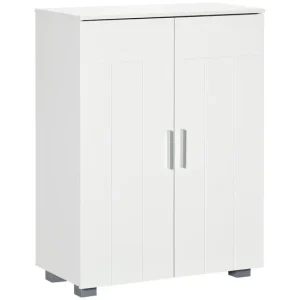 kleankin Armario de Baño con 2 Puertas y 2 Estantes Ajustables de 7 Niveles Mueble Auxiliar de Almacenaje para Salón Cocin...