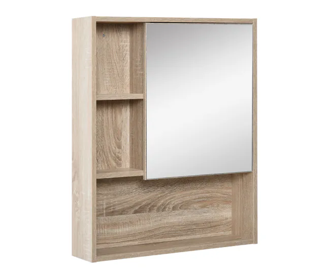 kleankin Armario con Espejo Armario de Baño Montado en Pared con Estante Ajustable en Altura Espacio Interno Estantes Abie...