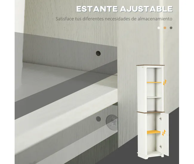 kleankin Armario Largo de Baño Mueble Columna de Baño Armario de Almacenamiento con 3 Compartimientos Puerta y Estante Aju...