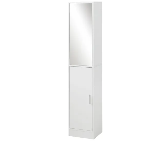 kleankin Armario para Baño Grande Mueble Columna de Baño con Espejo 2 Puertas y Estantes Interiores Ajustables Multiusos p...