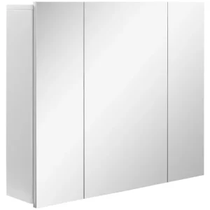 Kleankin Mueble de Baño con Espejo Mueble de Pared para Baño con 3 Puertas y Estantes Internos Ajustables 70x15x60 cm Blan...