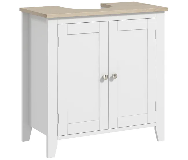 kleankin Mueble para Debajo del Lavabo Armario Lavabo con Pie Armario Bajo con 2 Puertas y Estante Ajustable Estilo Innova...