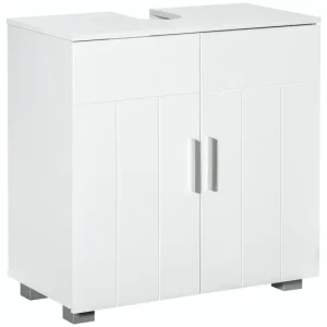kleankin Mueble para Debajo del Lavabo Armario Baño de Suelo de Madera con 2 Puertas y Estante Ajustable Interior Contempo...