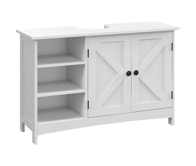 kleankin Mueble para Debajo del Lavabo de Madera Mueble Bajo Lavabo de Pie con 2 Puertas y Estantes Ajustables Antivuelco...