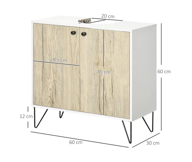 kleankin Mueble para Debajo del Lavabo de Madera Armario Bajo Lavabo Armario de Baño de Suelo con 2 Puertas Estante y Pata...