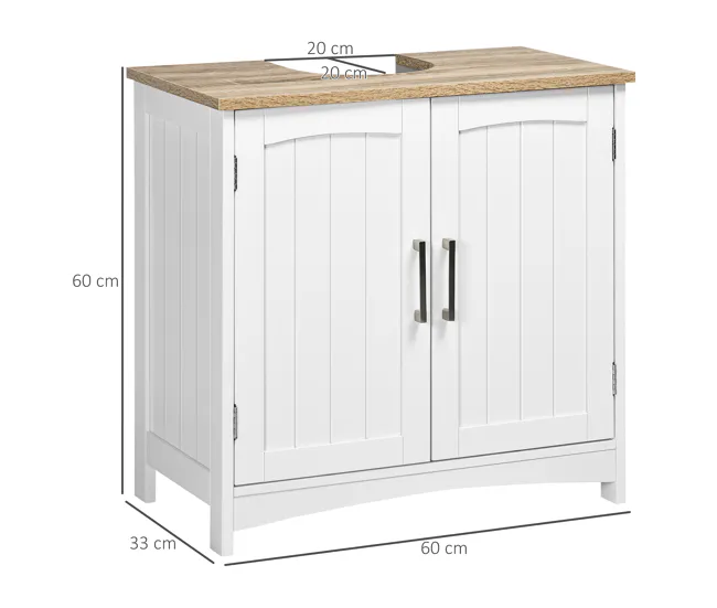 kleankin Mueble para Debajo del Lavabo Armario de Suelo para Baño de Madera con 2 Puertas y Estante Interior Ajustable Est...