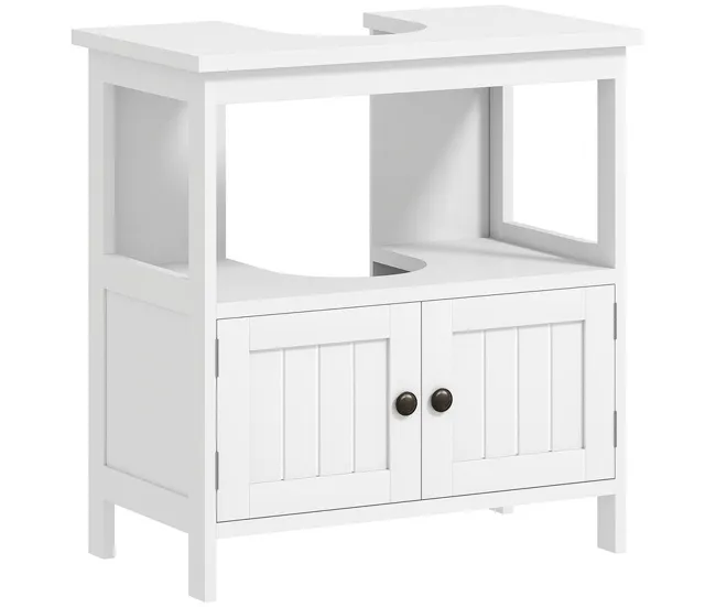 kleankin Mueble para Debajo del Lavabo con 2 Puertas y Estante Abierto Mueble Lavabo con Pie Contemporáneo Carga 30 kg 60x...