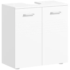 kleankin Mueble para Debajo del Lavabo Armario de Baño de Pared con 2 Puertas y Estante Interior Ajustable Estilo Innovado...