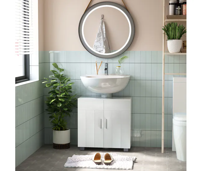 kleankin Mueble para Debajo del Lavabo Armario Baño de Suelo de Madera con 2 Puertas y Estante Ajustable Interior Reciente...