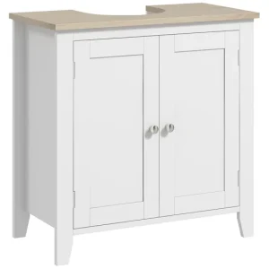 kleankin Mueble para Debajo del Lavabo Armario Lavabo con Pie Armario Bajo con 2 Puertas y Estante Ajustable Estilo Innova...