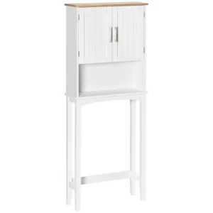 kleankin Mueble sobre Inodoro Armario Largo para Lavadora con 2 Puertas Balda Ajustable Interior y Estante de Almacenaje p...