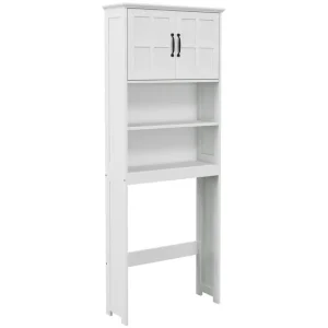 kleankin Mueble sobre Inodoro Armario para Lavadora con 2 Puertas Estantes Abiertos y Estante Ajustable Mueble para Baño 6...