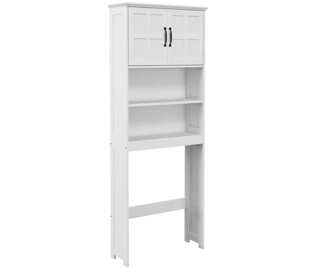 kleankin Mueble sobre Inodoro Armario para Lavadora con 2 Puertas Estantes Abiertos y Estante Ajustable Mueble para Baño 6...