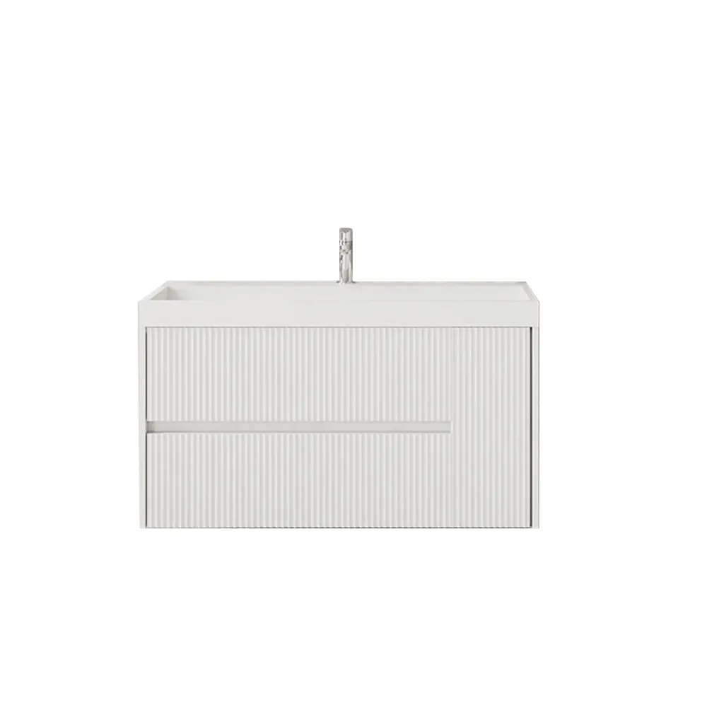 Mobile bagno cannettato con lavabo cm 80 colore bianco opaco installazione sospesa - Cubi&Co Collezione Íntegro