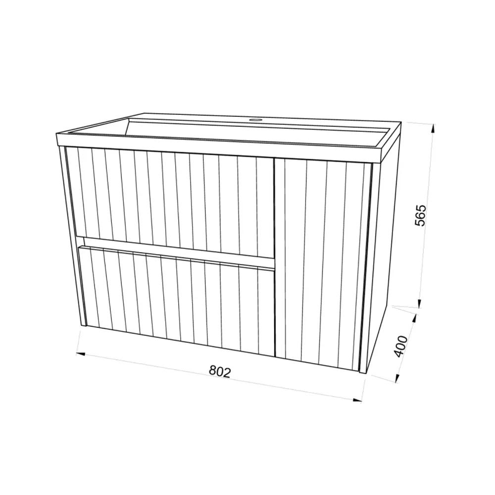Mobile bagno cannettato con lavabo cm 80 colore bianco opaco installazione sospesa - Cubi&Co Collezione Íntegro