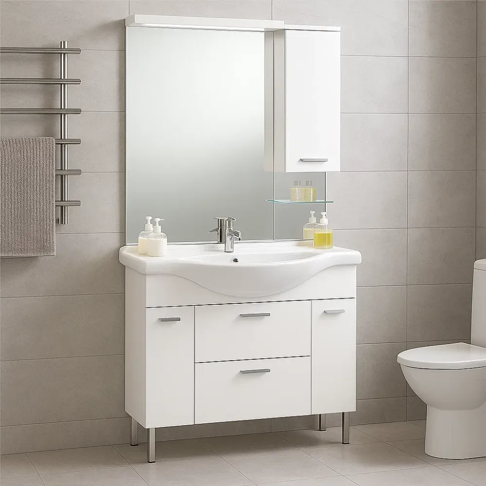 Mobile bagno "Cute" truciolare idrorepellente Colore bianco pino spazzolato