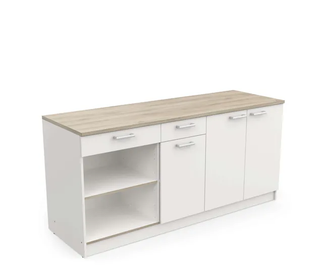Modulo inferior cocina cooking 3 puertas 2 cajones color blanco mate estilo reciente almacenaje para Baños Pequeños