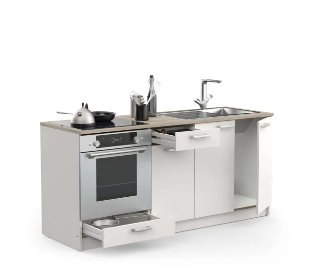Modulo inferior cocina cooking 3 puertas 2 cajones color blanco mate estilo reciente almacenaje para Baños Pequeños