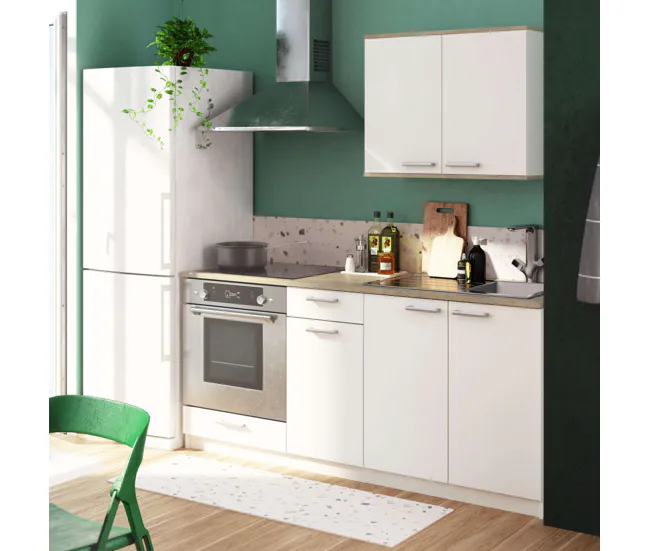 Modulo inferior cocina cooking 3 puertas 2 cajones color blanco mate estilo actual almacenaje