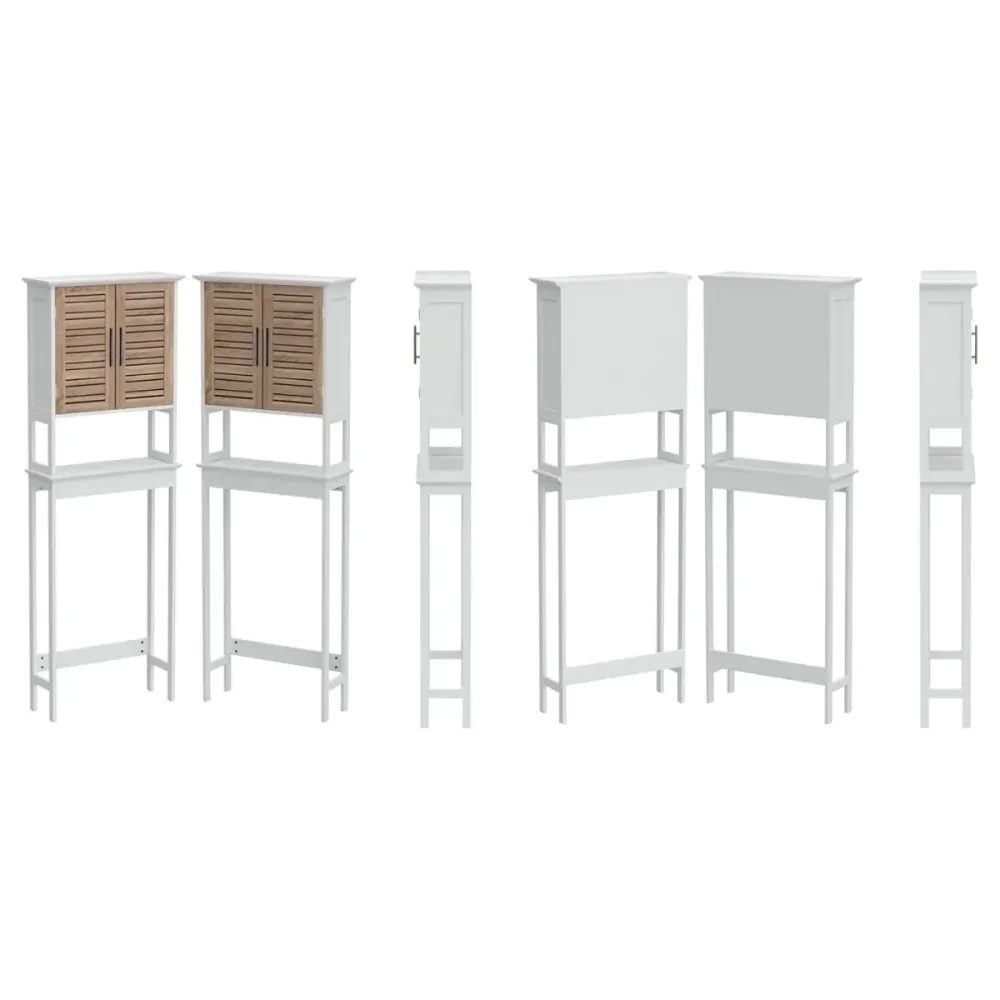 Mueble Armario sobre Inodoro 'Stockholm' 2 Puertas + 2 Estantes, Mueble Estanterí de Baño de Madera, Resistente al Agua y...