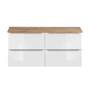 Mueble bajo lavabo 120 cm y encimera April Madera con Sistema de Almacenaje